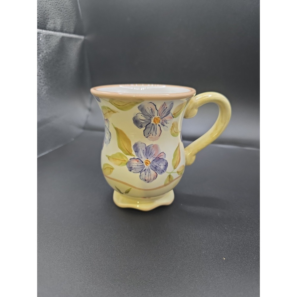 Capriware Hand-Painted Floral Pedestal Coffee Mug  - Vintage
